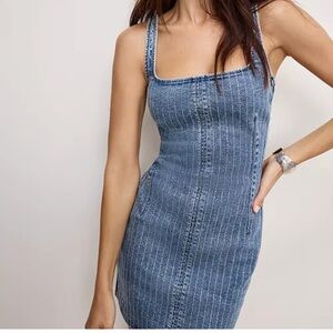 Good American Blue Denim Bodycon Dress